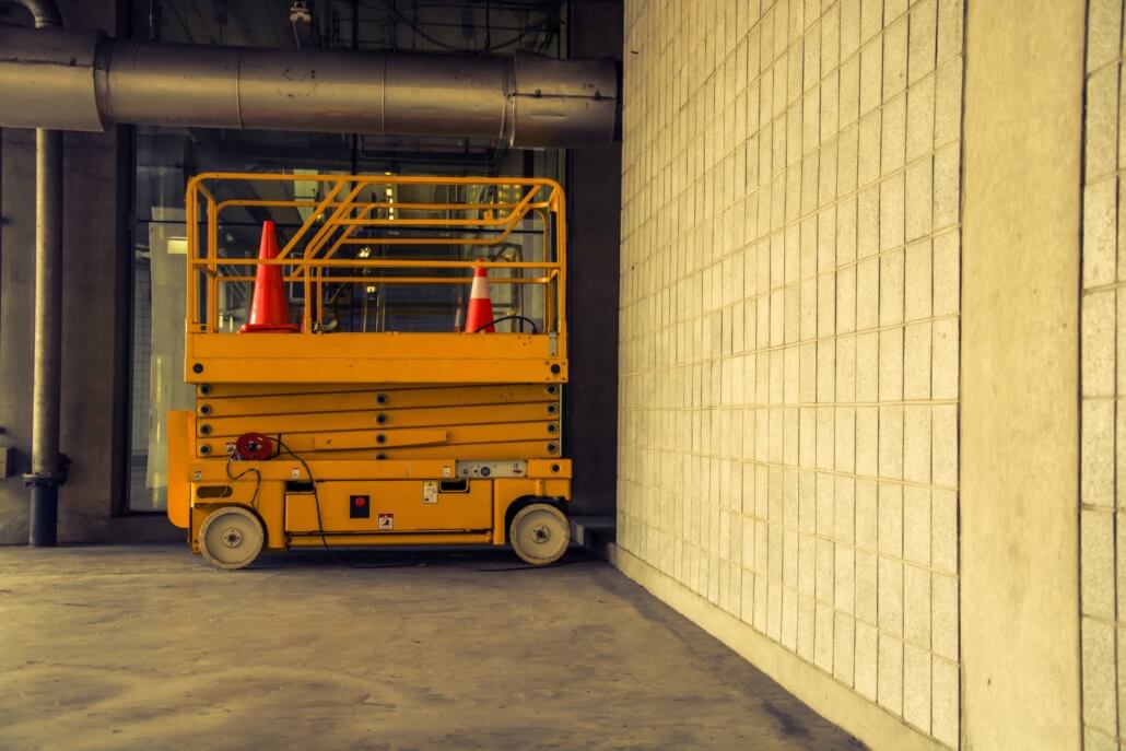 aerial-lift-sitting-in-warehouse