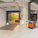 loading dock door opened to truck